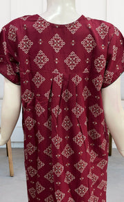 Maroon Flora Spun Nighty. Flowy Spun Fabric | Laces and Frills - Laces and Frills