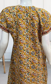 Mustard/Sea Green Garden Pure Cotton Nighty. Pure Durable Cotton | Laces and Frills - Laces and Frills