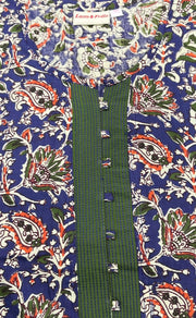 Blue/Green Garden Pure Cotton Nighty. Pure Durable Cotton | Laces and Frills - Laces and Frills