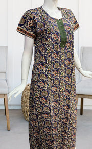 Blue/Green Garden Pure Cotton Nighty. Pure Durable Cotton | Laces and Frills - Laces and Frills