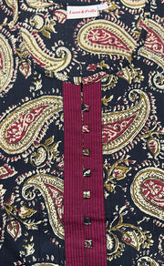 Black/Maroon Manga Motif Pure Cotton Nighty. Pure Durable Cotton | Laces and Frills - Laces and Frills