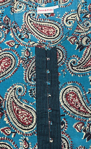 Sky Blue/Black Manga Motif Pure Cotton Nighty. Pure Durable Cotton | Laces and Frills - Laces and Frills