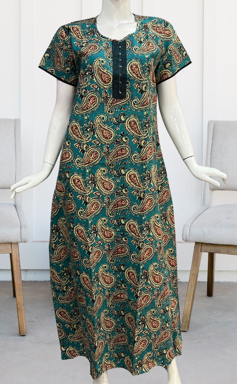 Sky Blue/Black Manga Motif Pure Cotton Nighty. Pure Durable Cotton | Laces and Frills - Laces and Frills