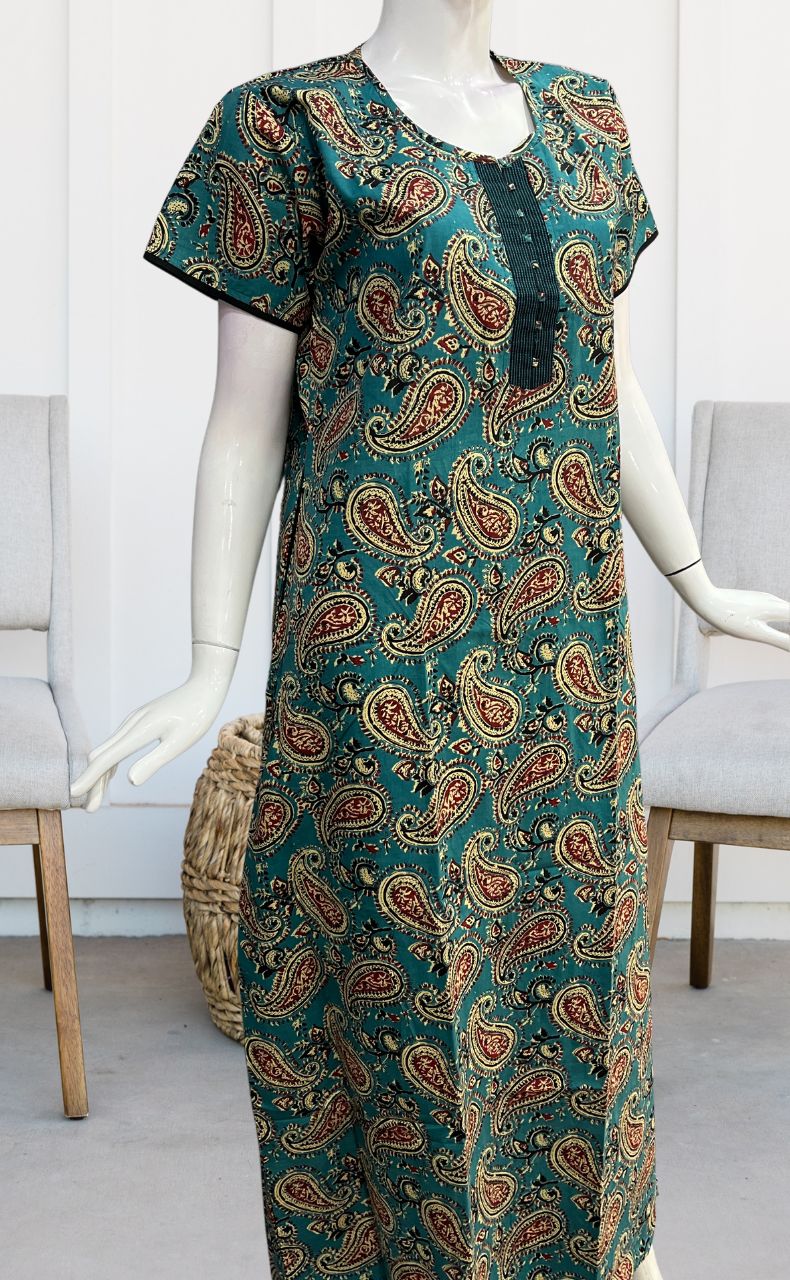 Sky Blue/Black Manga Motif Pure Cotton Nighty. Pure Durable Cotton | Laces and Frills - Laces and Frills