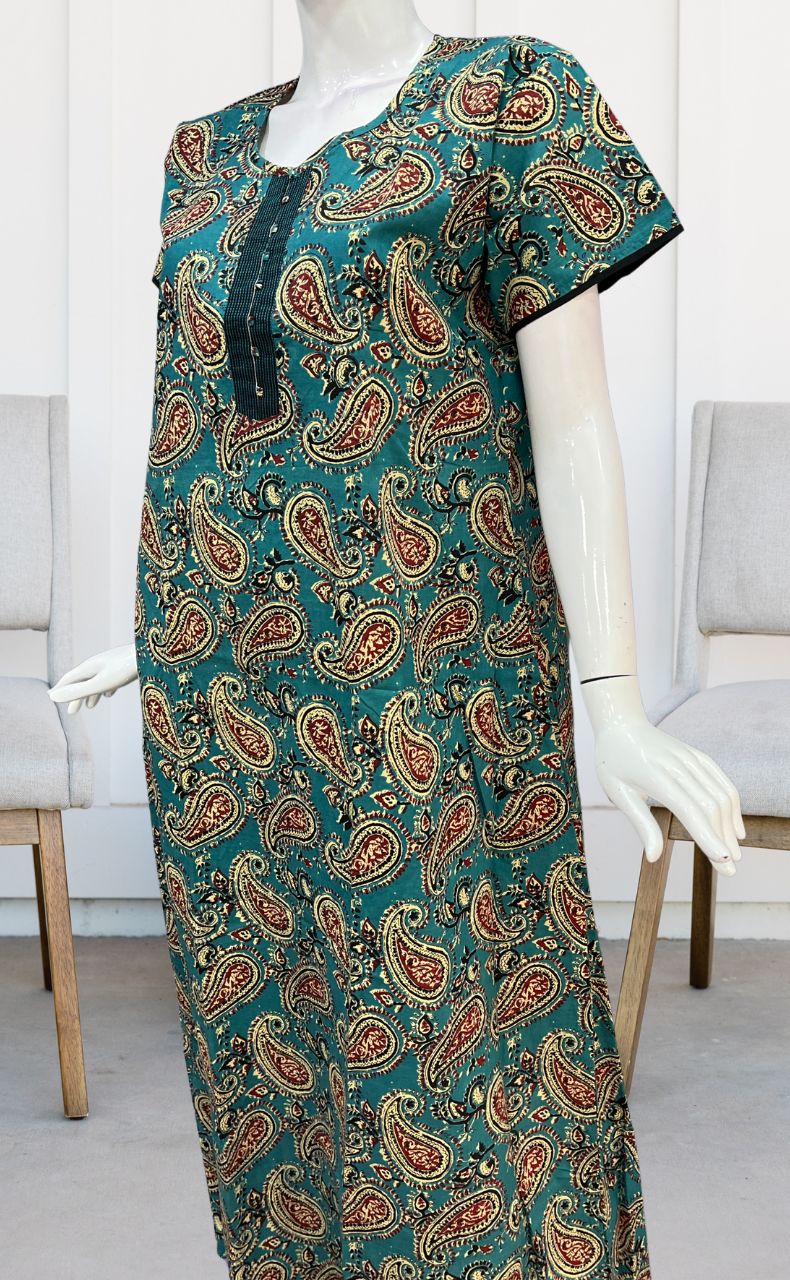 Sky Blue/Black Manga Motif Pure Cotton Nighty. Pure Durable Cotton | Laces and Frills - Laces and Frills