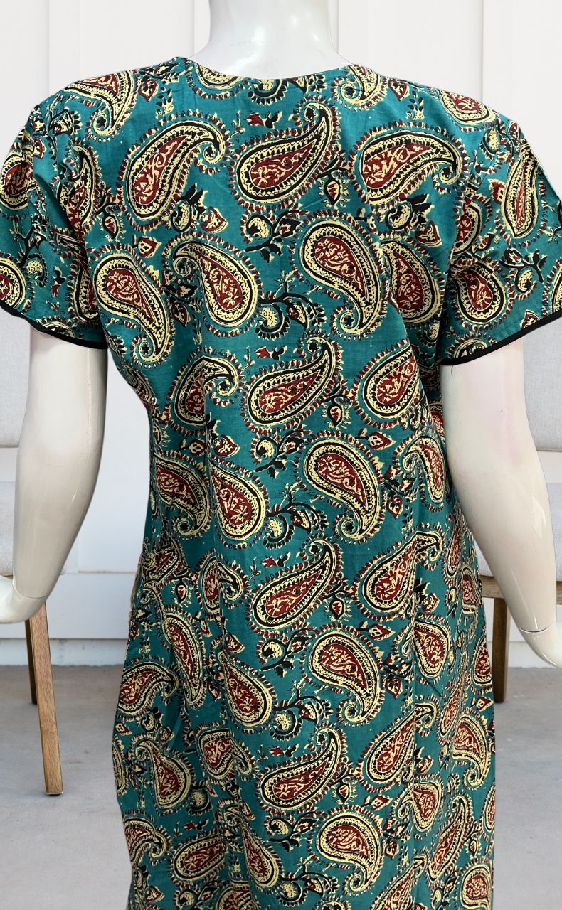 Sky Blue/Black Manga Motif Pure Cotton Nighty. Pure Durable Cotton | Laces and Frills - Laces and Frills