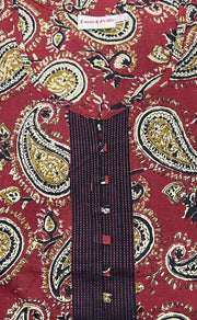 Maroon/Black Manga Motif Pure Cotton Nighty. Pure Durable Cotton | Laces and Frills - Laces and Frills