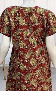 Maroon/Black Manga Motif Pure Cotton Nighty. Pure Durable Cotton | Laces and Frills - Laces and Frills