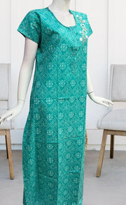 Sea Green Bandini Pure Cotton Nighty. Pure Durable Cotton | Laces and Frills - Laces and Frills