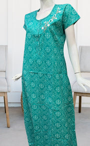 Sea Green Bandini Pure Cotton Nighty. Pure Durable Cotton | Laces and Frills - Laces and Frills