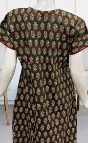 Brown/Red Floral Pure Cotton Nighty. Pure Durable Cotton | Laces and Frills - Laces and Frills
