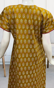 Mustard/Red Floral Pure Cotton Nighty. Pure Durable Cotton | Laces and Frills - Laces and Frills