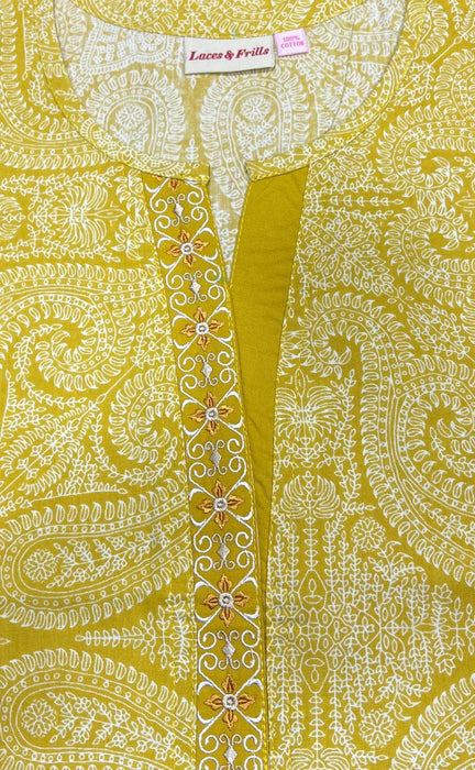 Yellow Manga Motif Pure Cotton Nighty. Pure Durable Cotton | Laces and Frills - Laces and Frills