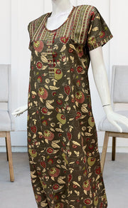 Brown Garden Pure Cotton Nighty. Pure Durable Cotton | Laces and Frills - Laces and Frills