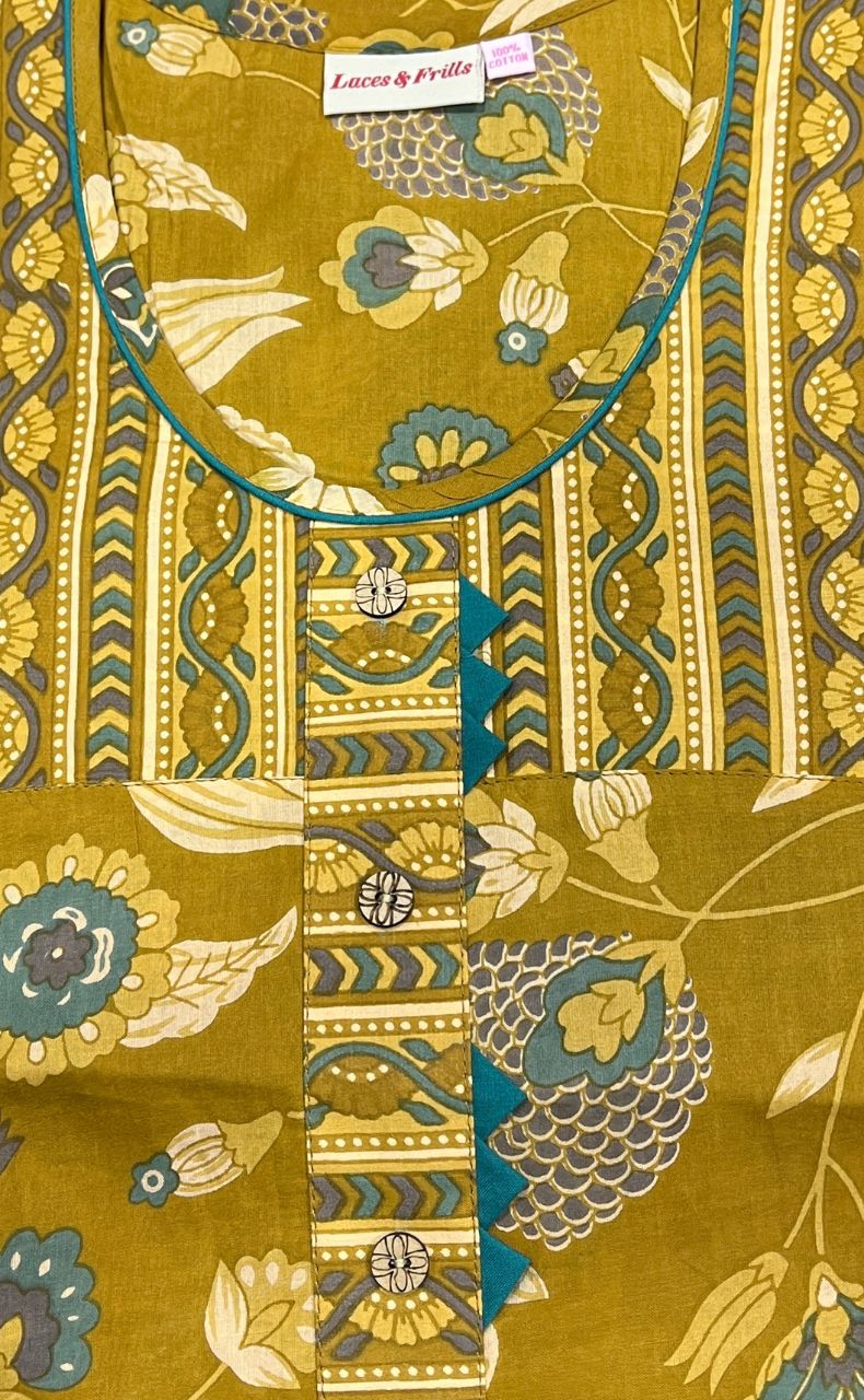 Mustard Garden Pure Cotton Nighty. Pure Durable Cotton | Laces and Frills - Laces and Frills