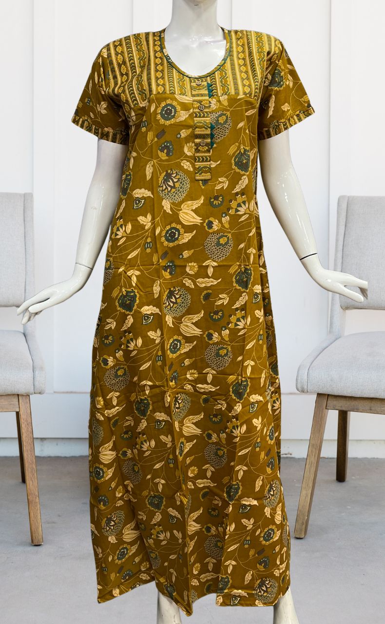 Mustard Garden Pure Cotton Nighty. Pure Durable Cotton | Laces and Frills - Laces and Frills