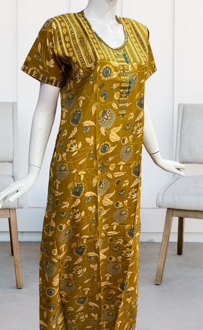 Mustard Garden Pure Cotton Nighty. Pure Durable Cotton | Laces and Frills - Laces and Frills