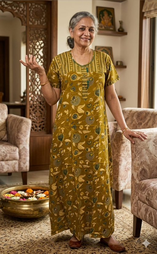 Mustard Garden Pure Cotton Nighty. Pure Durable Cotton | Laces and Frills - Laces and Frills