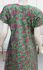 Green/Pink Garden Pure Cotton Nighty. Pure Durable Cotton | Laces and Frills - Laces and Frills