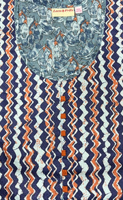 Grey/Blue Floral Pure Cotton Nighty. Pure Durable Cotton | Laces and Frills - Laces and Frills