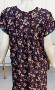 Dark Violet/Sea Green Garden Spun Nighty. Flowy Spun Fabric | Laces and Frills - Laces and Frills