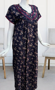 Blue/Pink Garden Spun Nighty. Flowy Spun Fabric | Laces and Frills - Laces and Frills