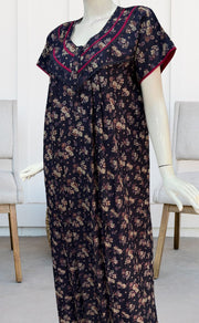 Blue/Pink Garden Spun Nighty. Flowy Spun Fabric | Laces and Frills - Laces and Frills