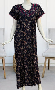 Blue/Pink Garden Spun Nighty. Flowy Spun Fabric | Laces and Frills - Laces and Frills