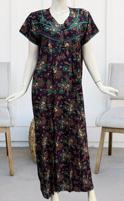 Dark Violet Garden Spun Nighty. Flowy Spun Fabric | Laces and Frills - Laces and Frills