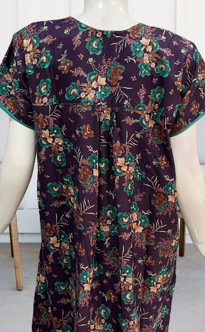 Dark Violet Garden Spun Nighty. Flowy Spun Fabric | Laces and Frills - Laces and Frills