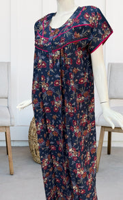 Blue Garden Spun Nighty. Flowy Spun Fabric | Laces and Frills - Laces and Frills