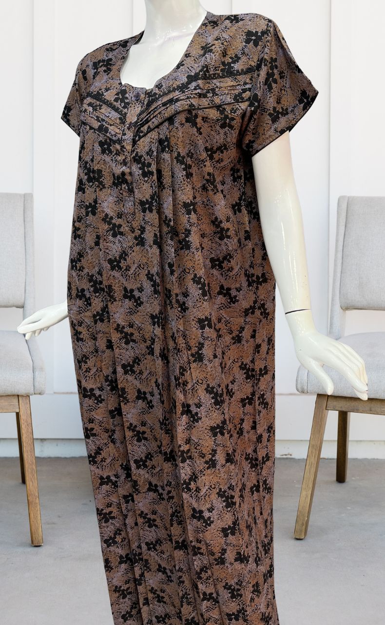 Black Floral Spun Nighty. Flowy Spun Fabric | Laces and Frills - Laces and Frills