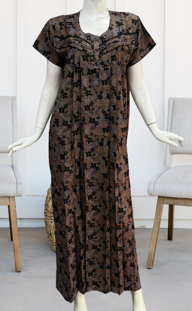 Black Floral Spun Nighty. Flowy Spun Fabric | Laces and Frills - Laces and Frills