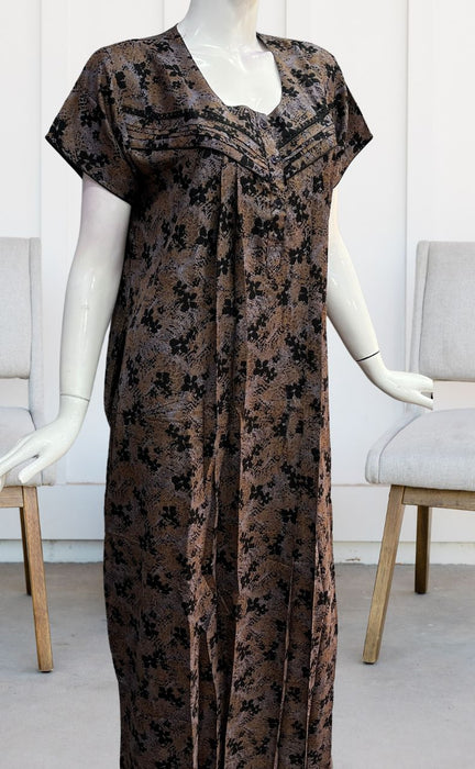 Black Floral Spun Nighty. Flowy Spun Fabric | Laces and Frills - Laces and Frills