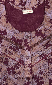 Maroon Floral Spun Nighty. Flowy Spun Fabric | Laces and Frills - Laces and Frills