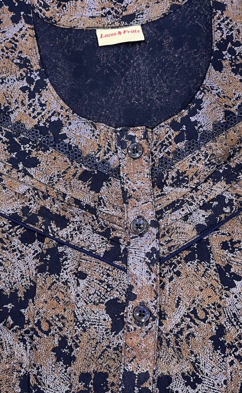 Blue Floral Spun Nighty. Flowy Spun Fabric | Laces and Frills - Laces and Frills