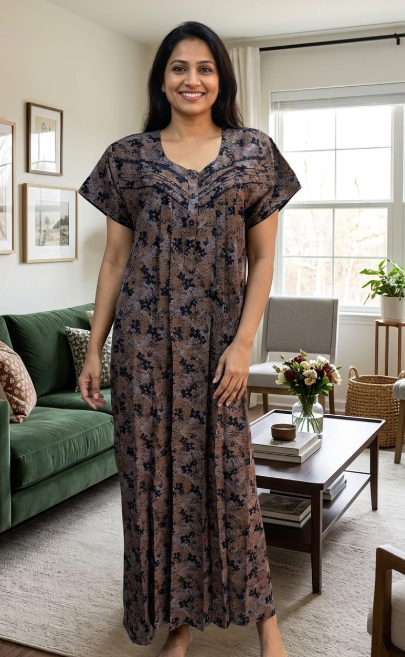 Blue Floral Spun Nighty. Flowy Spun Fabric | Laces and Frills