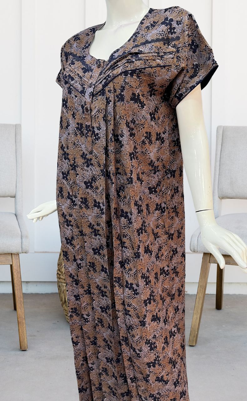 Blue Floral Spun Nighty. Flowy Spun Fabric | Laces and Frills - Laces and Frills