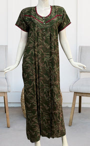 Green Leafy Spun Nighty. Flowy Spun Fabric | Laces and Frills - Laces and Frills