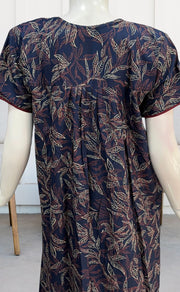 Blue Leafy Spun Nighty. Flowy Spun Fabric | Laces and Frills - Laces and Frills