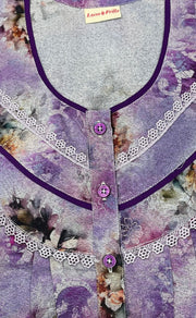 Lavender Digital Print Spun Nighty. Flowy Spun Fabric | Laces and Frills - Laces and Frills