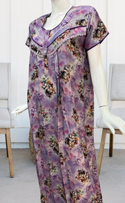 Lavender Digital Print Spun Nighty. Flowy Spun Fabric | Laces and Frills - Laces and Frills