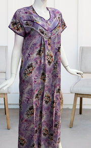 Lavender Digital Print Spun Nighty. Flowy Spun Fabric | Laces and Frills - Laces and Frills