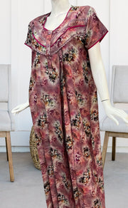 Pink Digital Print Spun Nighty. Flowy Spun Fabric | Laces and Frills - Laces and Frills