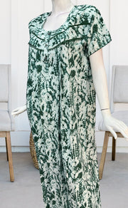 Bottle Green Shibori Print Rayon Nighty. Flowy Rayon Fabric | Laces and Frills - Laces and Frills