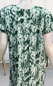 Bottle Green Shibori Print Rayon Nighty. Flowy Rayon Fabric | Laces and Frills - Laces and Frills
