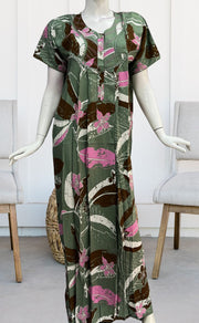 Pista Green Flora Rayon Nighty. Flowy Rayon Fabric | Laces and Frills - Laces and Frills