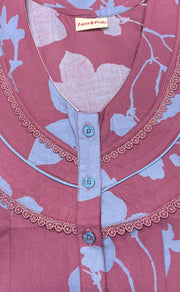 Pink/Lavender Flora Rayon Nighty. Flowy Rayon Fabric | Laces and Frills - Laces and Frills