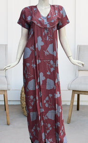 Pink/Lavender Flora Rayon Nighty. Flowy Rayon Fabric | Laces and Frills - Laces and Frills