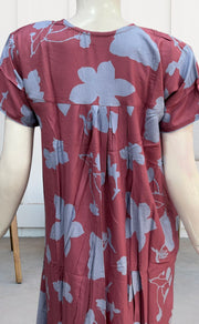 Pink/Lavender Flora Rayon Nighty. Flowy Rayon Fabric | Laces and Frills - Laces and Frills